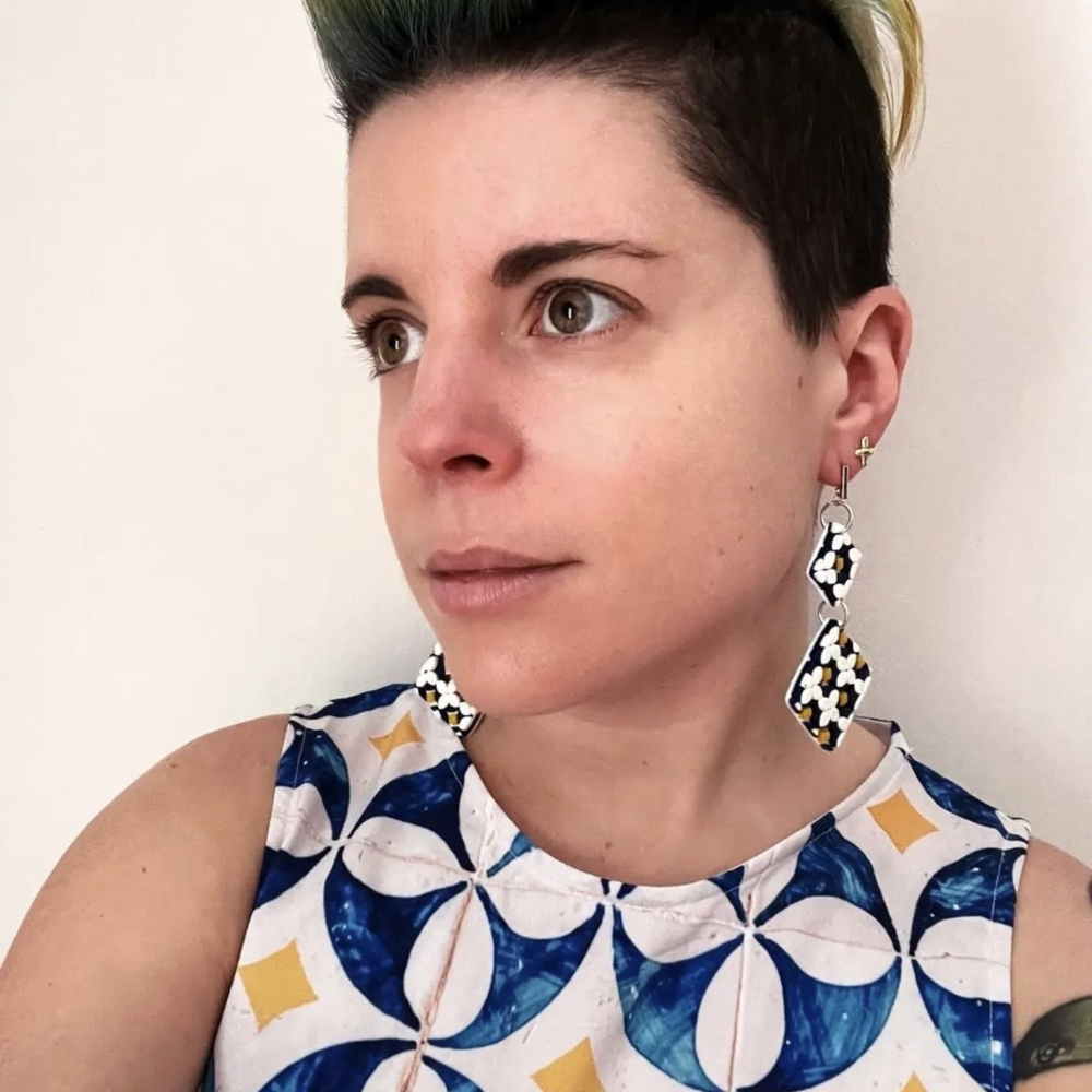 Azulejo Tile Statement Earrings - Picture 6 of 13
